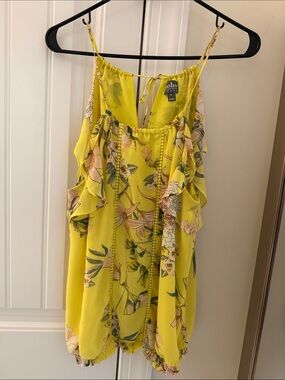 Soho Floral Yellow Ruffle-Trim Camisole